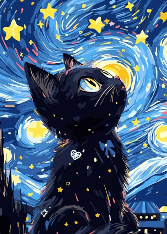 Broderie Diamant - Chat Rêveur