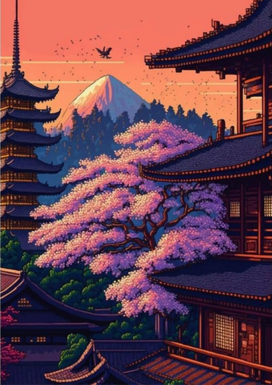 Broderie Diamant - Temple Japonais